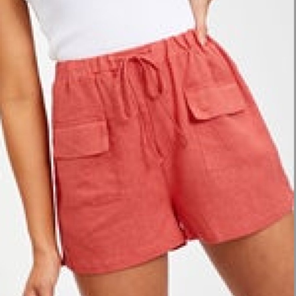 Glassons Red Linen Blend Utility Short (color: SUNDAY SPRITZ)